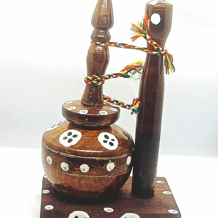 Magnifique Hearts - Wholesale Desk Decor - Kids & Baby - Last Act: Ethnic Wooden Dahi Handi for Home Decor 6''X3.5''1