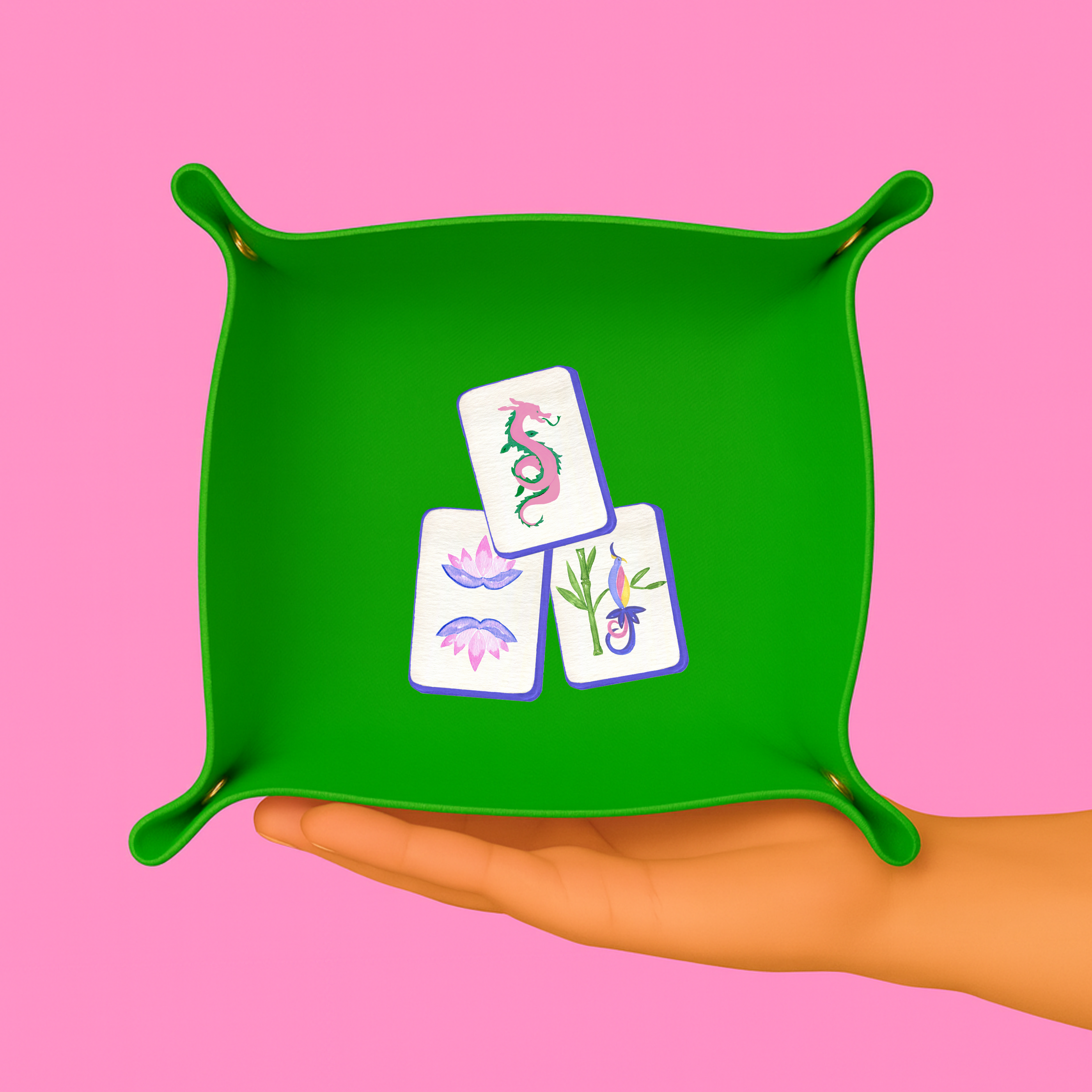 Aspen Lane - Wholesale Jewelry Dish - Mahjong tile gift Trinket Gift tray mahjong catchall green0