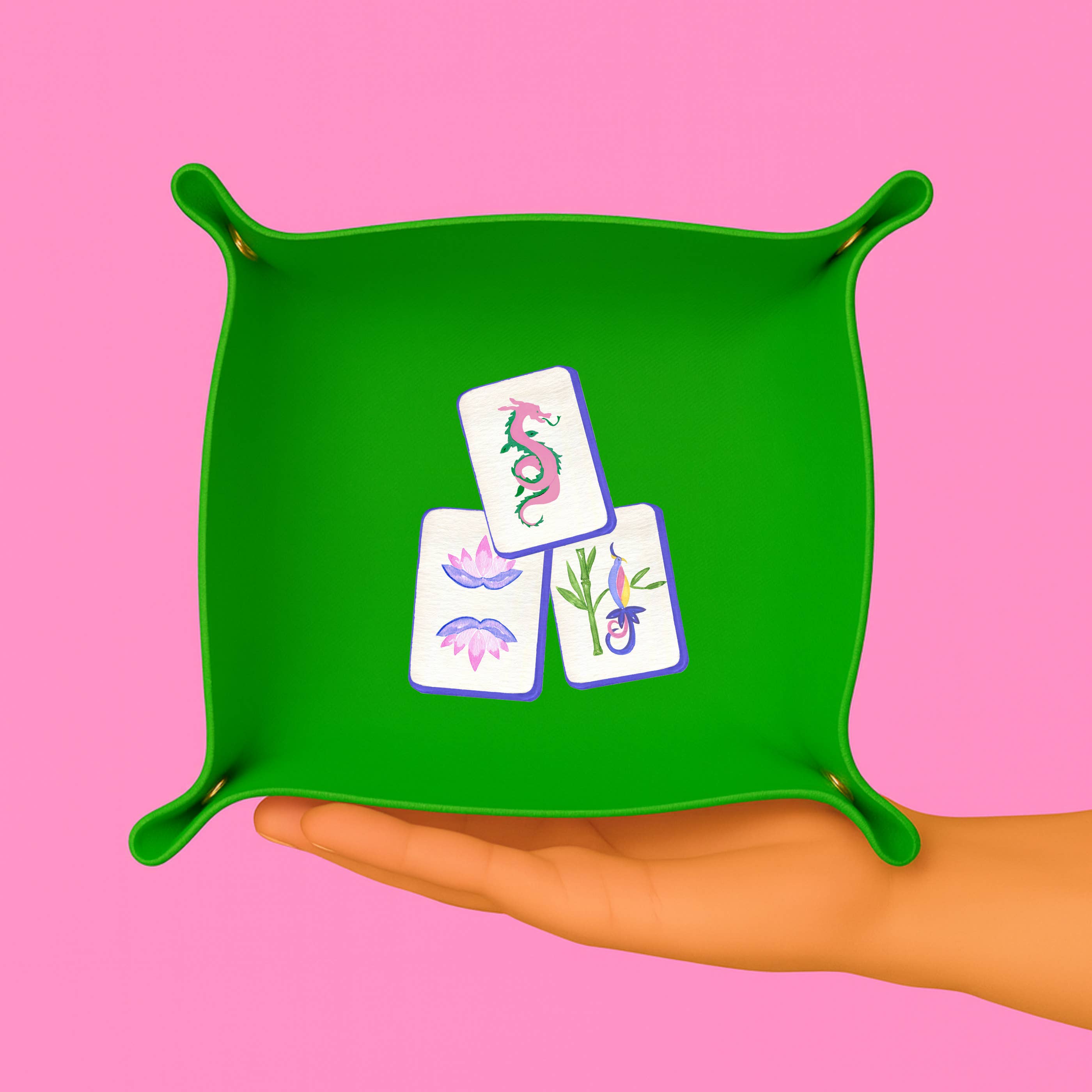 Aspen Lane - Wholesale Jewelry Dish - Mahjong tile gift Trinket Gift tray mahjong catchall green