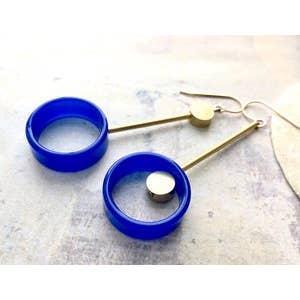 SORA DESIGNS - Wholesale Dangle Earrings - Rhapsody in Blue Abstract Statement Earrings