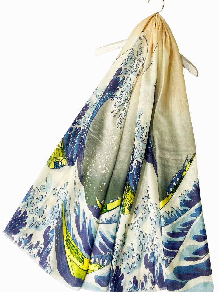 Hokusai's Great Wave Silk Scarf for wholesale by Fashion Scarf World