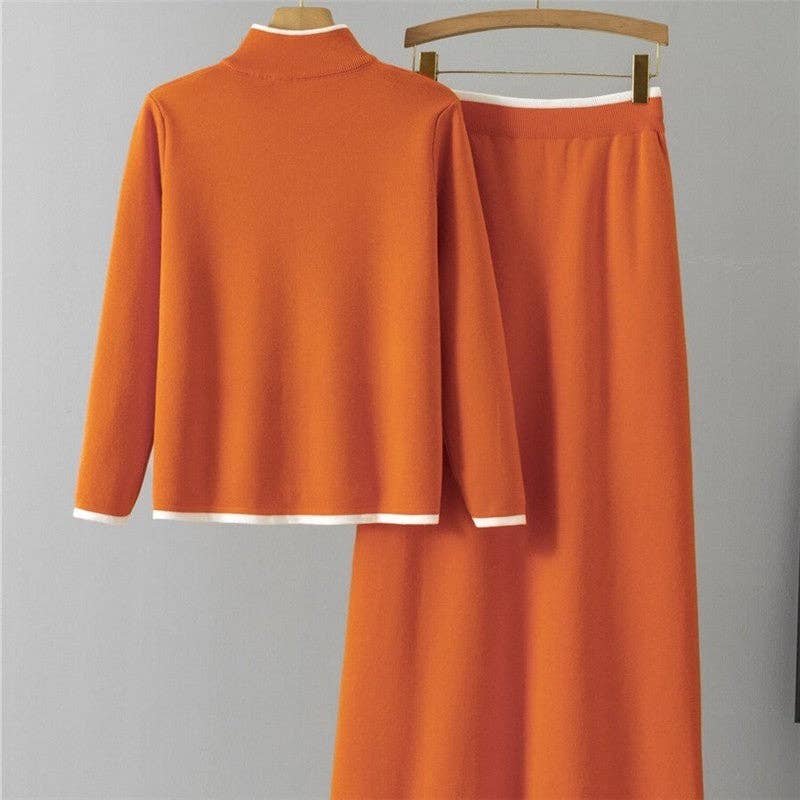 OceanusSwim - Wholesale Top & Skirt Set - Women's - Zipper Embroidered Sweater Dress Set1