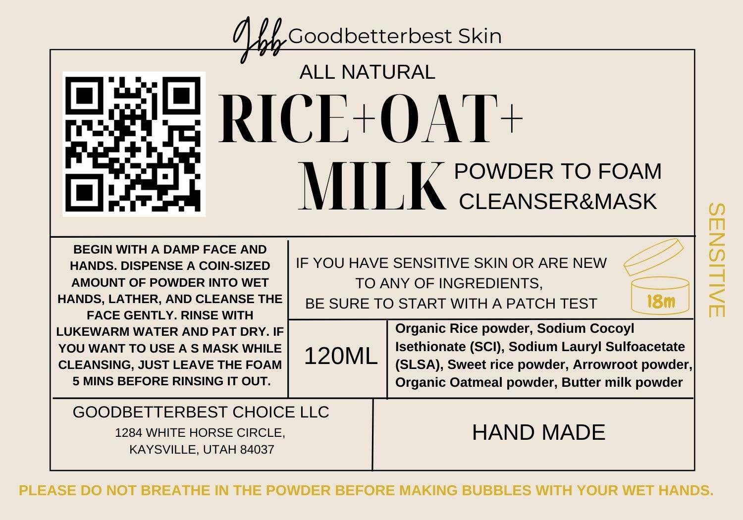 gbb Goodbetterbest Skin - Wholesale Facial Cleanser - This is the Ancient wisdom! Natural powders to gentle and mild foam cleanser 4oz for different skin types6