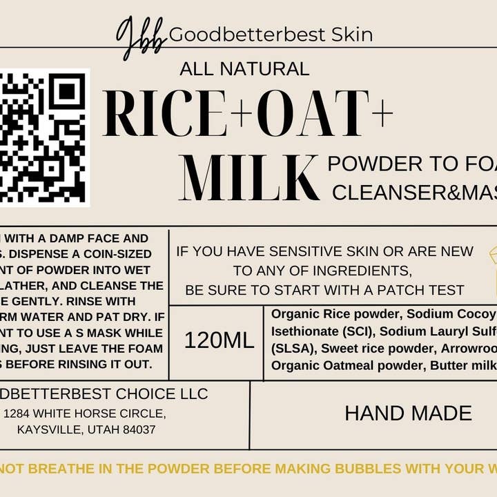 gbb Goodbetterbest Skin - Wholesale Facial Cleanser - This is the Ancient wisdom! Natural powders to gentle and mild foam cleanser 4oz for different skin types6