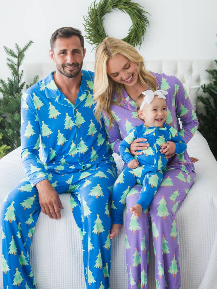 SoftSnooze™ Adult Bamboo Viscose Blue Twinkling Trees Button Up Pajama Set
for wholesale on Faire4