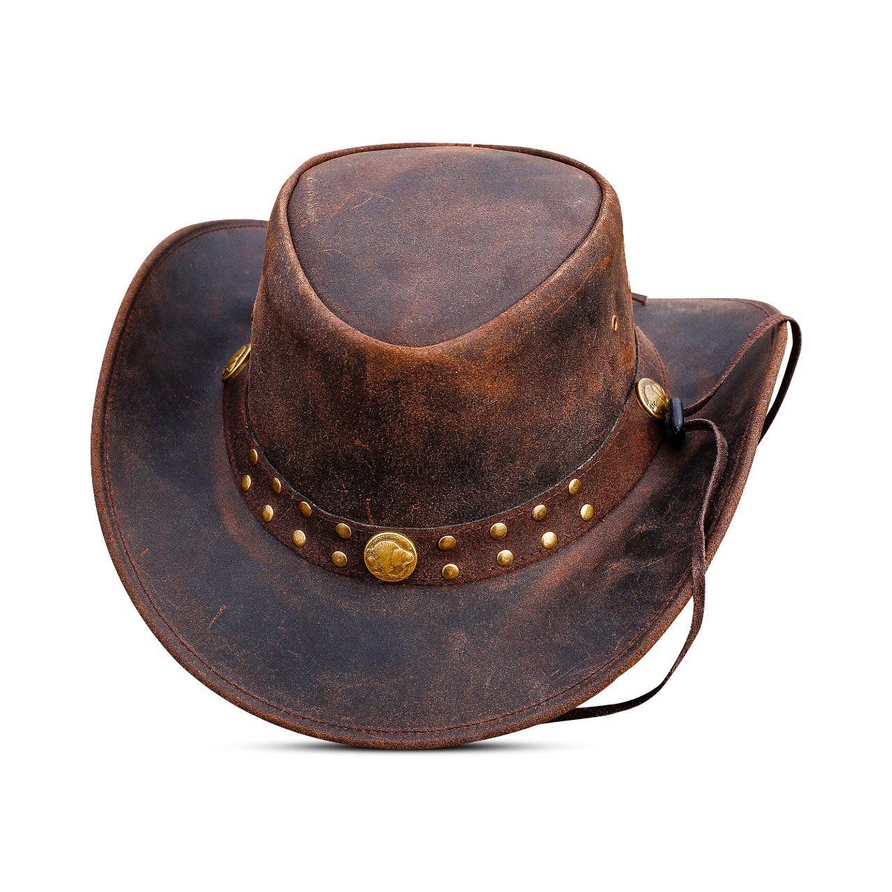Hadzam – wholesale Cowboyhatt - Unisex – Brun västerländsk läderhatt i outback-stil för män och kvinnor1