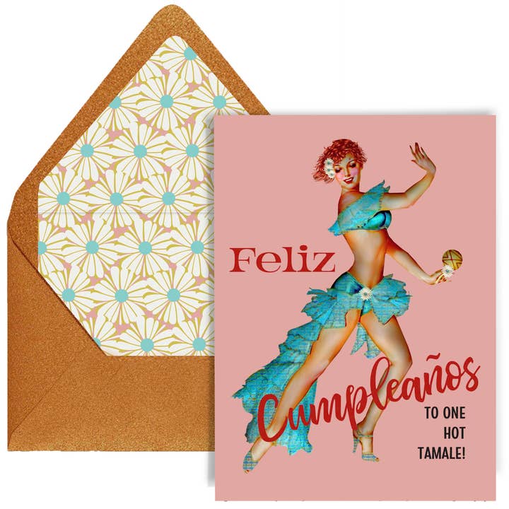 Mod Lounge Paper Company - Vente Cartes d'anniversaire - Carte d'anniversaire Vintage Pinup Hot Tamale de Feliz Cumpleaños