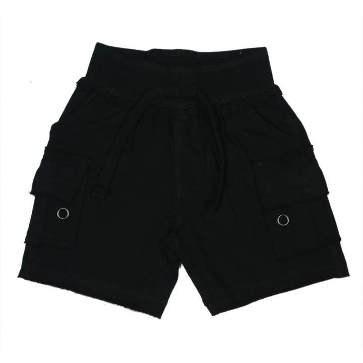 E15516-BLACK Kids Solid Cargo Shorts for wholesale by 🤍Baby Steps and Mish Kids