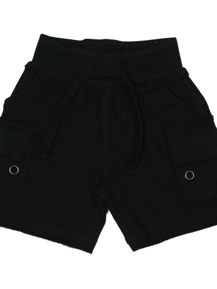 E15516-BLACK Kids Solid Cargo Shorts for wholesale by 🤍Baby Steps and Mish Kids