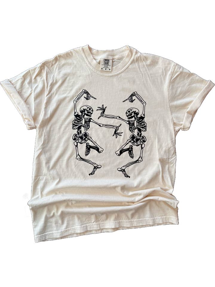 Pick Your Poison Tees LLC (Formerly Wandering Owl Designs) - Wholesale Screen Printed T-Shirt - Unisex - Skeleton Dance Battle Halloween Tee (Whiteout Edition)0