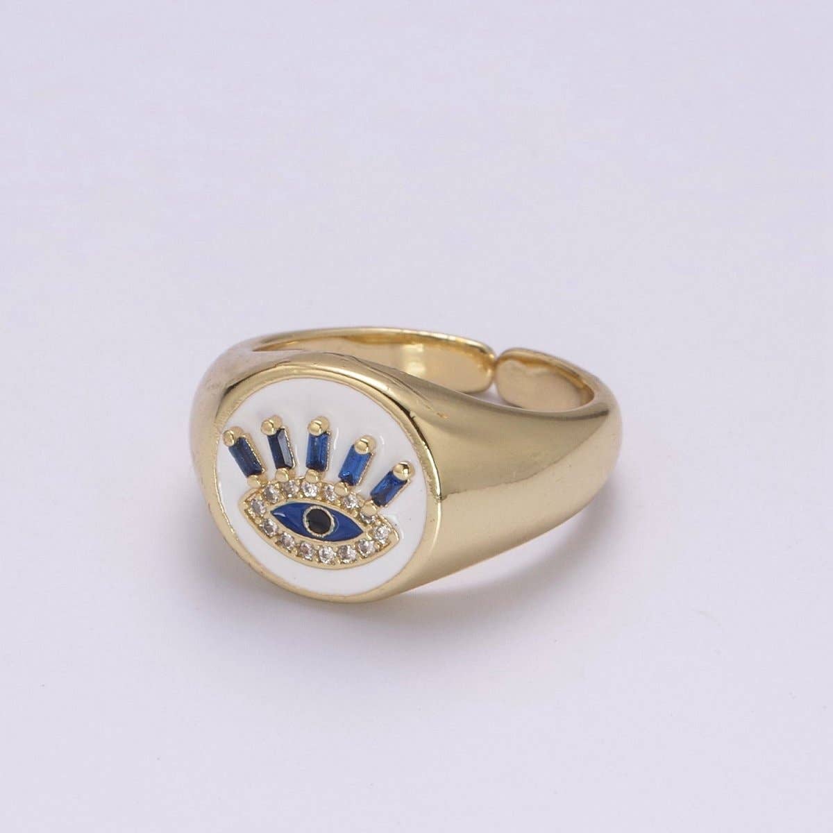 Aim Eternal - Vendita all'ingrosso Anelli multipietra - Anello Occhio Malvagio Cupola Bianca, Anello di Protezione, Anello Occhio in Zirconia Cubica Amuleto Gioielli Boho Statement U-201 ~ U-2062