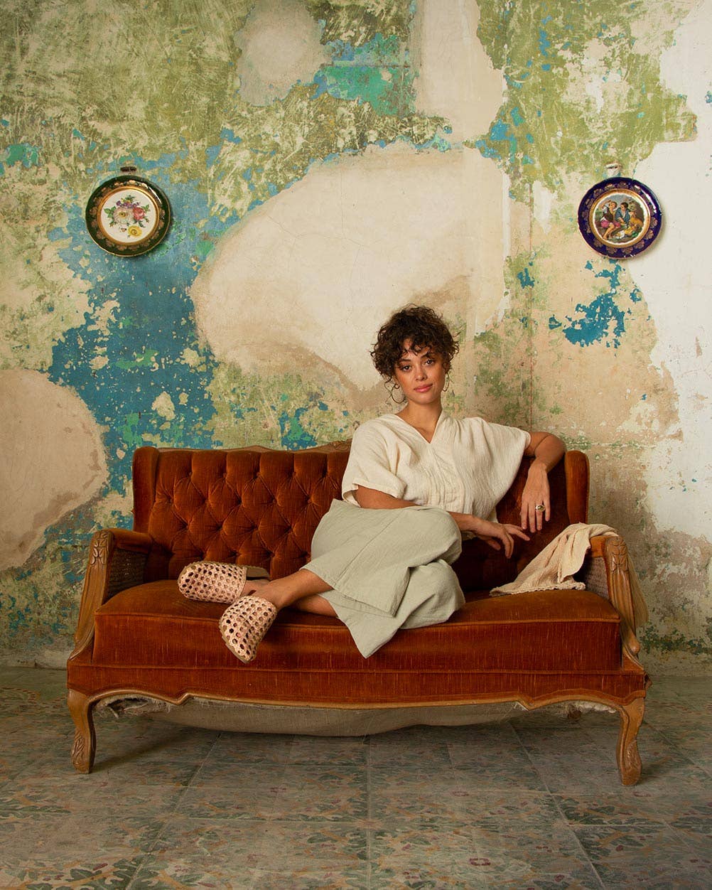 Mexas EU - Wholesale Mules - Women's - PUEBLA - Woven light brown leather mule with bio sole4