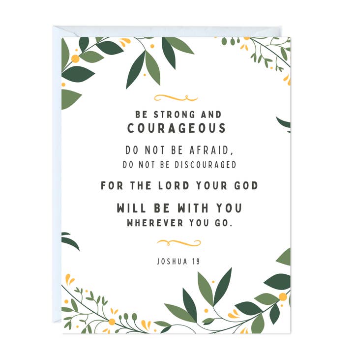 Religious Bible Quote Greeting Card (Strong and Couragesous) for wholesale by ALY LOU®