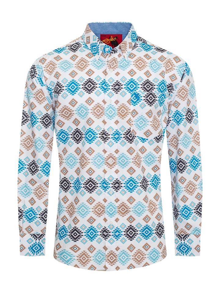 MEN'S 100% COTTON POPLIN PRINT SHIRTS-PS300L-3012 for wholesale by Rodeo Clothing