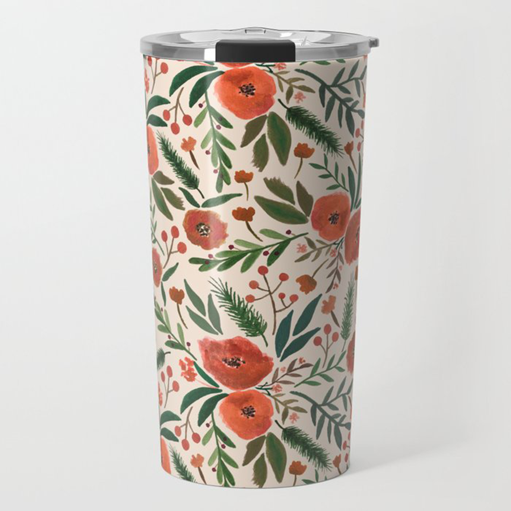 Lauren Ullrich Art - Wholesale Insulated Mug/Tumbler - Christmas Floral Travel Mug0