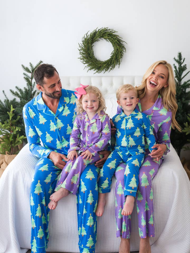 SoftSnooze™ Adult Bamboo Viscose Blue Twinkling Trees Button Up Pajama Set
for wholesale on Faire1