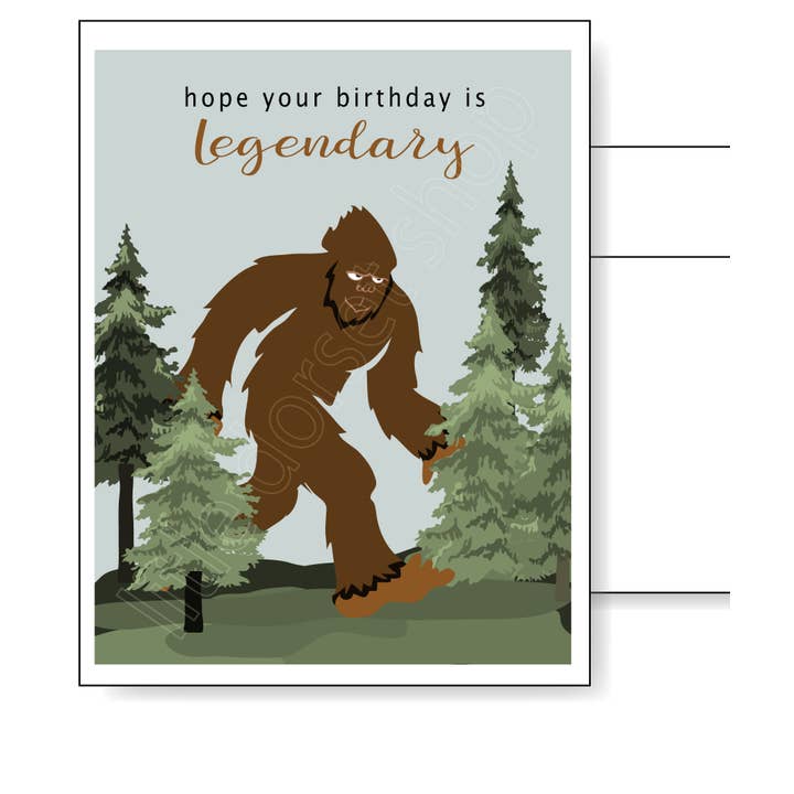Bigfoot Birthday Card for wholesale by Little Dorset Shop