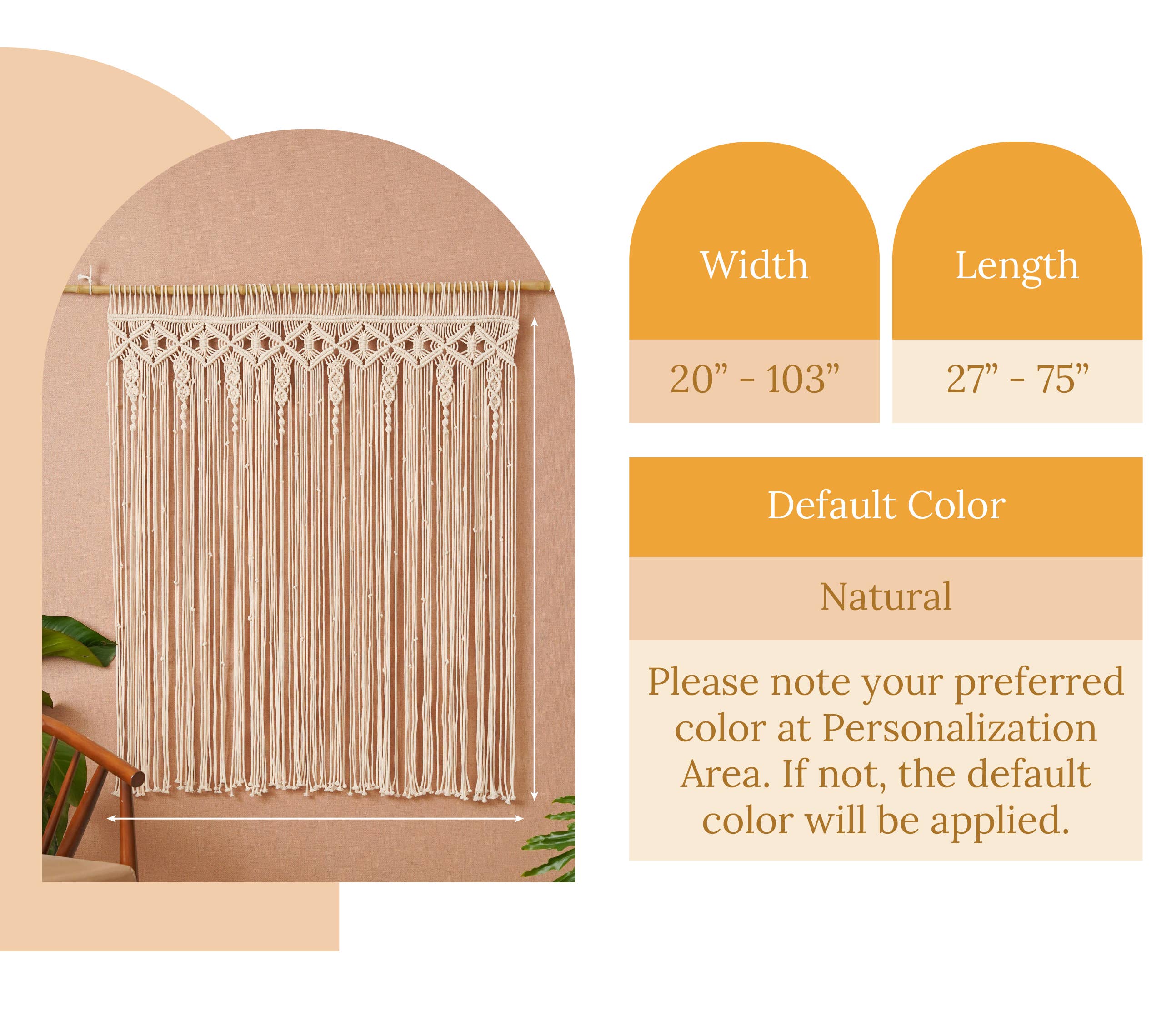 HeartCrafted - Vente Rideaux - Rideau macramé Boho pour porte et fenêtre C061