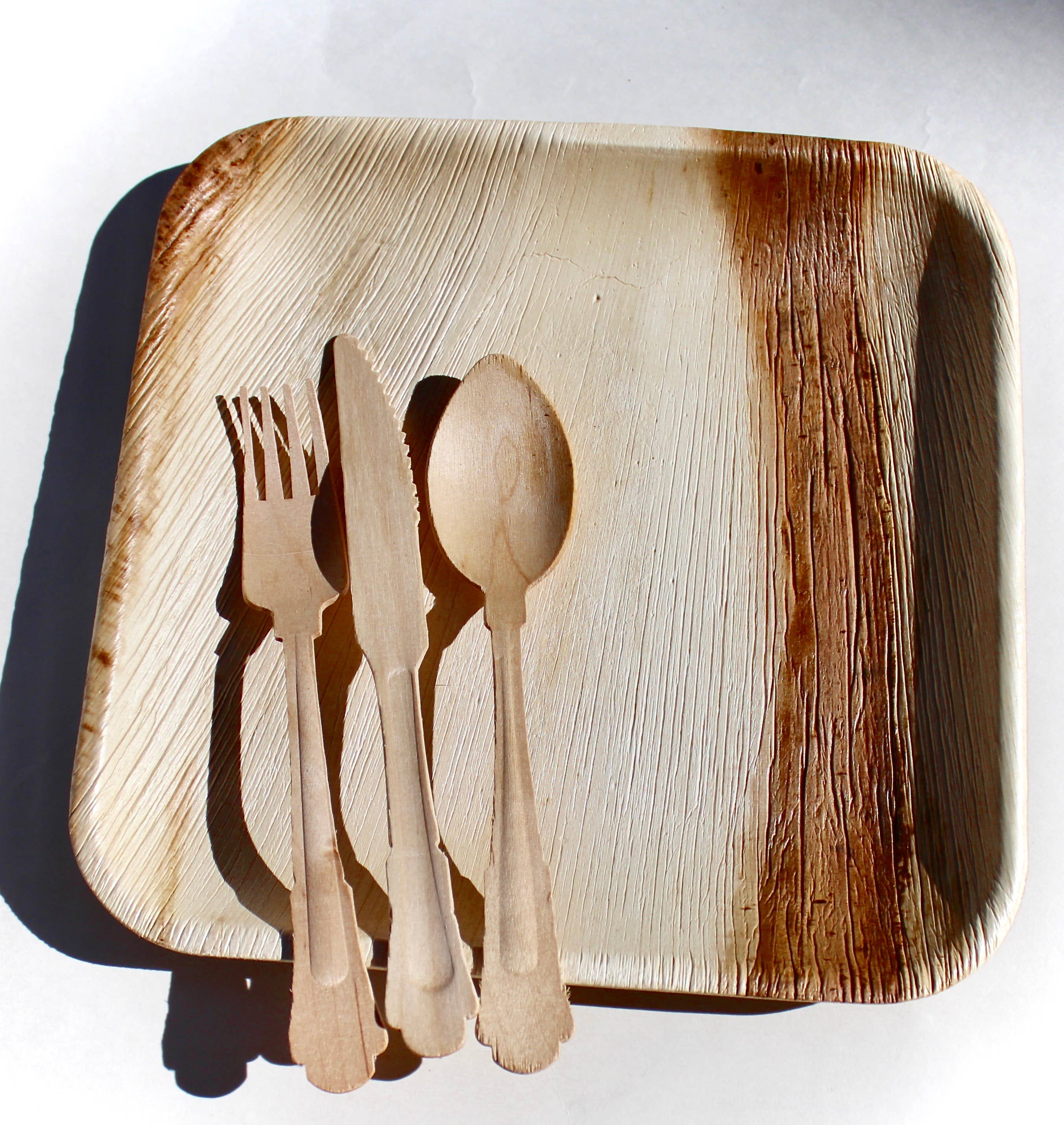 Eco Elegant Table Ware - Wholesale Disposable Plate - Bamboo plate 50 pic 10" Square - 150 Pic Cutlery disposable7