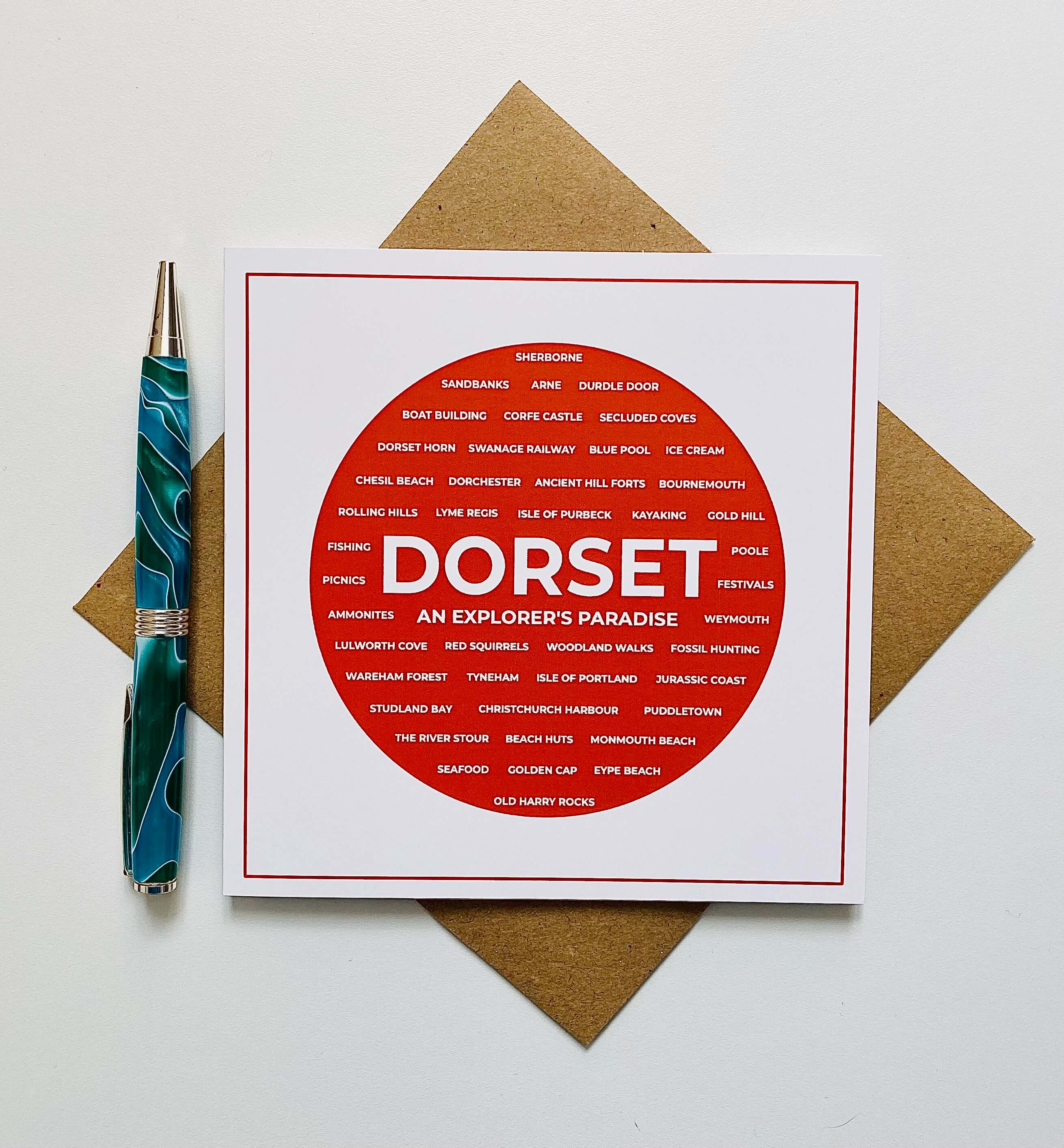 Latitude 50 Living – wholesale Everyday greeting card – Dorset Typography Cards  - ‘Dorset - An Explorer's Paradise'3