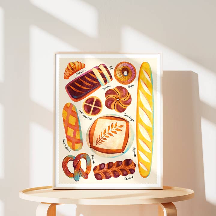 Katie Melrose Made - Wholesale Art Print - Bread Types Art Print2