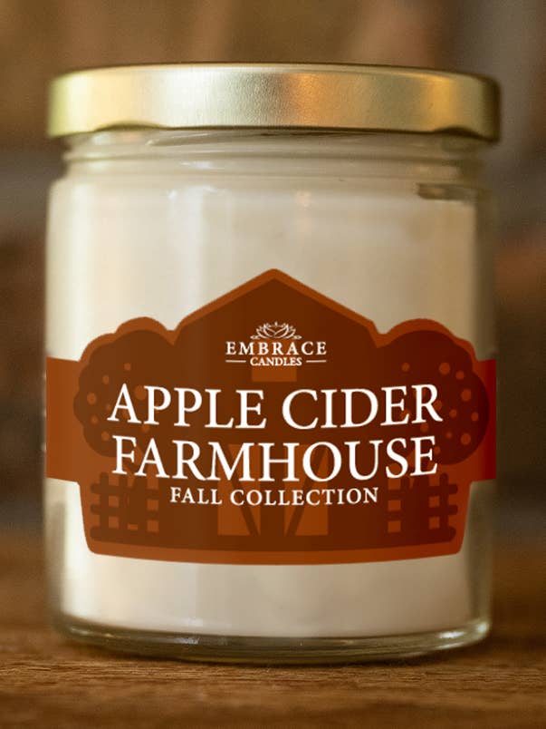 Apple Cider Farmhouse 8 oz Fall Candle for wholesale by Embrace Candles