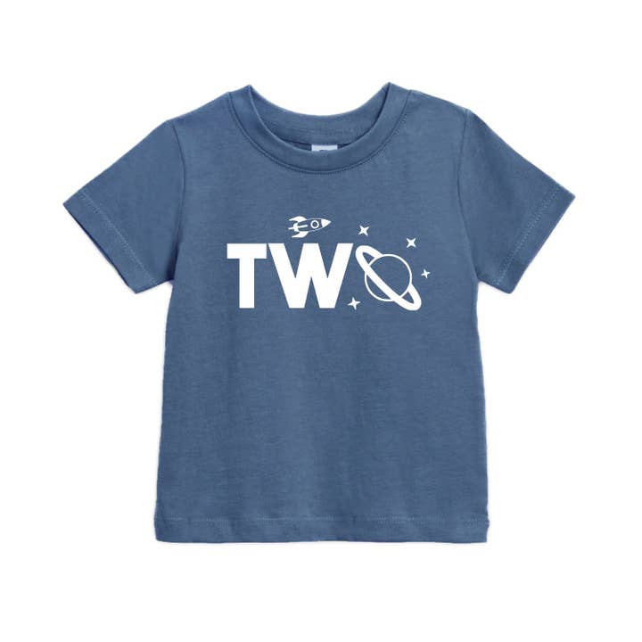 Space themed Two 2nd Birthday Kids T-Shirt | Baby birthday shirt for wholesale by Verita Culture