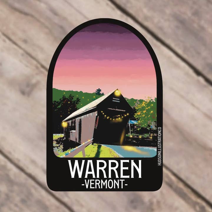 Warren Vermont - Sticker/Magnet/Print/Postcard for wholesale by Hudson Illustration Co - About Town Co