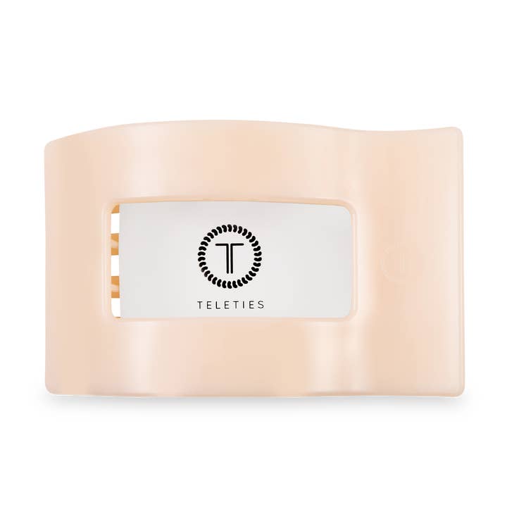 TELETIES - Vente Pince à cheveux – femme - Barrette Plate Rectangulaire | Grande | Beige Amande1