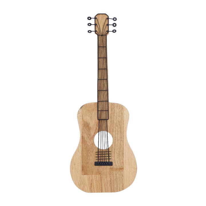 A-61478: BROWN WOODEN GUITAR HOME WALL DECOR, 2" X 12" X 31" for wholesale by Import Corner