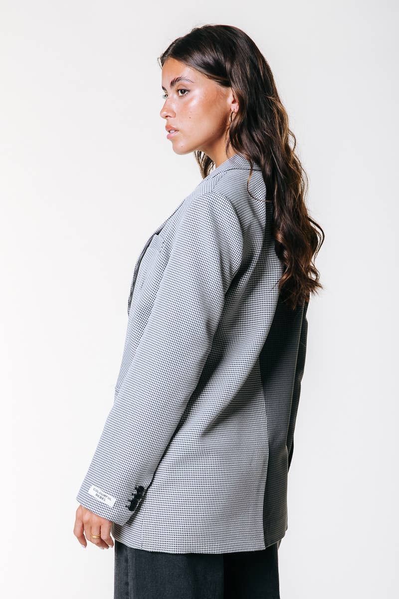 Grå Mimmi Check Two Tone Enkeltknappet Blazer | Grå for engroshandel på Faire1
