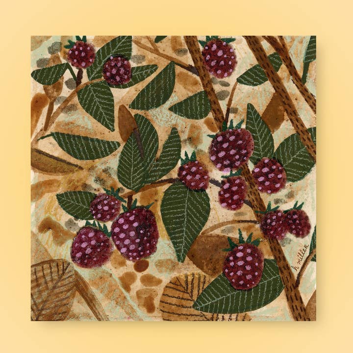 Wild Raspberries | Art Print | Rustic Wall Art & Home Decor for wholesale by H Miller Ink Illustration Art wholesale products