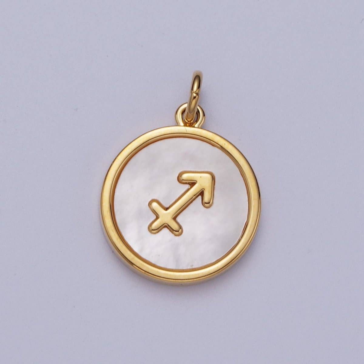 Aim Eternal – Engroshandel Vedhæng/charm – 24K guld fyldt stjernetegn muslingeperle rund mønt charm astrologi smykkefremstilling | A-A1367-A-A13728