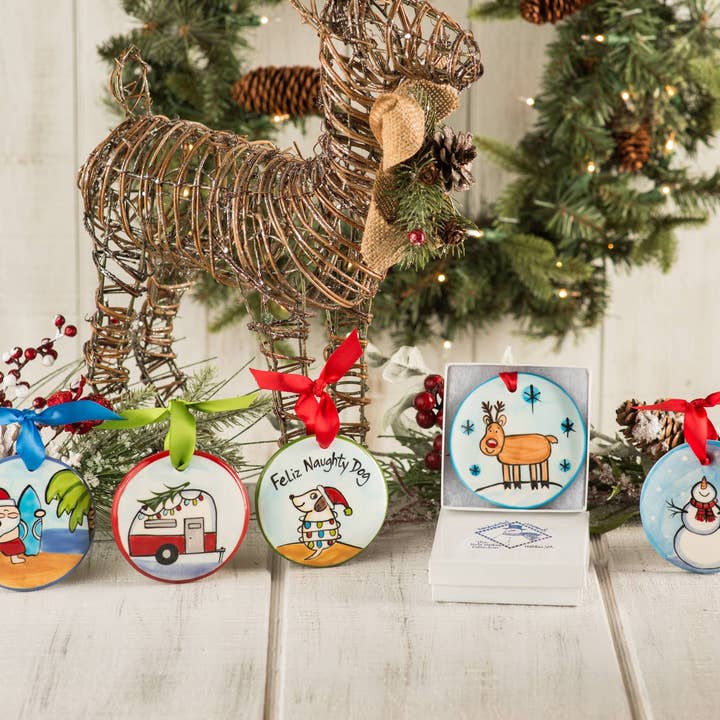 Nola Watkins Collection - Wholesale Ornament - Personalized Customizable Ceramic Ornament - Santa Cowboy