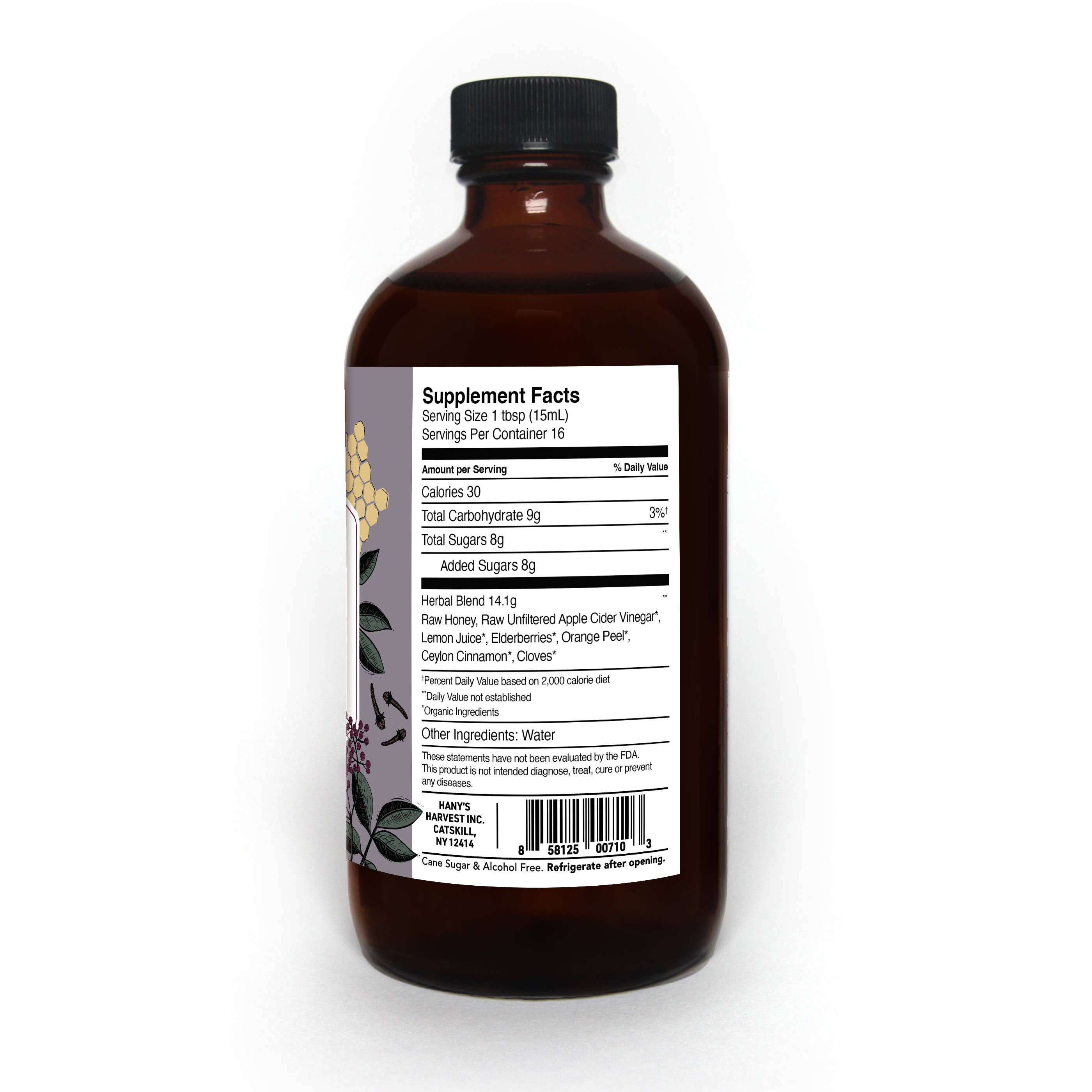 Hany's Harvest Inc – wholesale Oralt tillskott/Vitamin – Fläderbärsörtssirap - Rå Honung Immun- och Hälsotonikum2