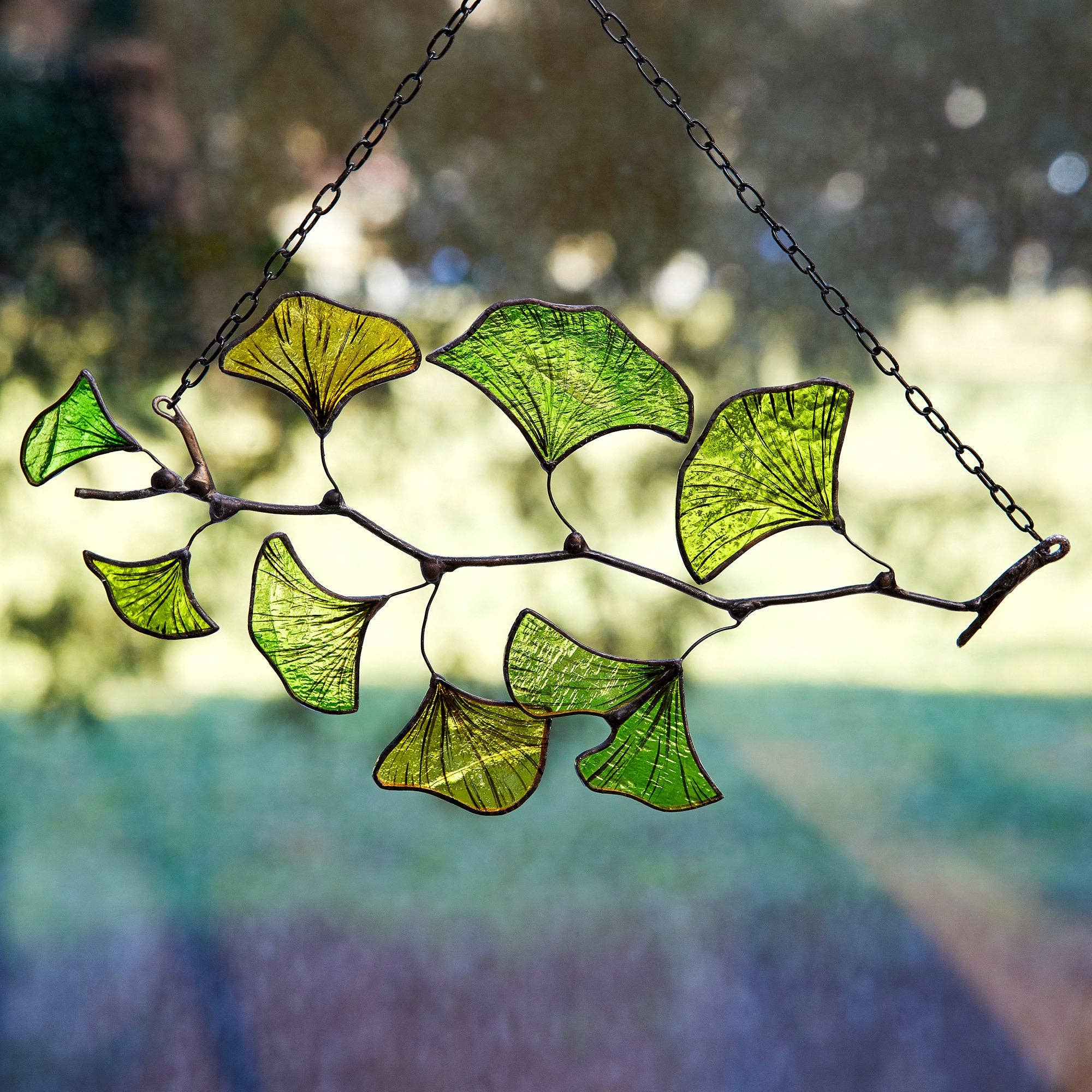 Avalglass – wholesale Suncatcher – Ginkgo Leaf Stained Glass Suncatcher4