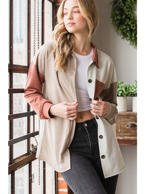 HEIMISH – Großhandel Hemdjacke/Shacket – Damen – EJ6724-10 BASIC HALSBAND, EINFARBIG, BLOCKMANSCHETTE2