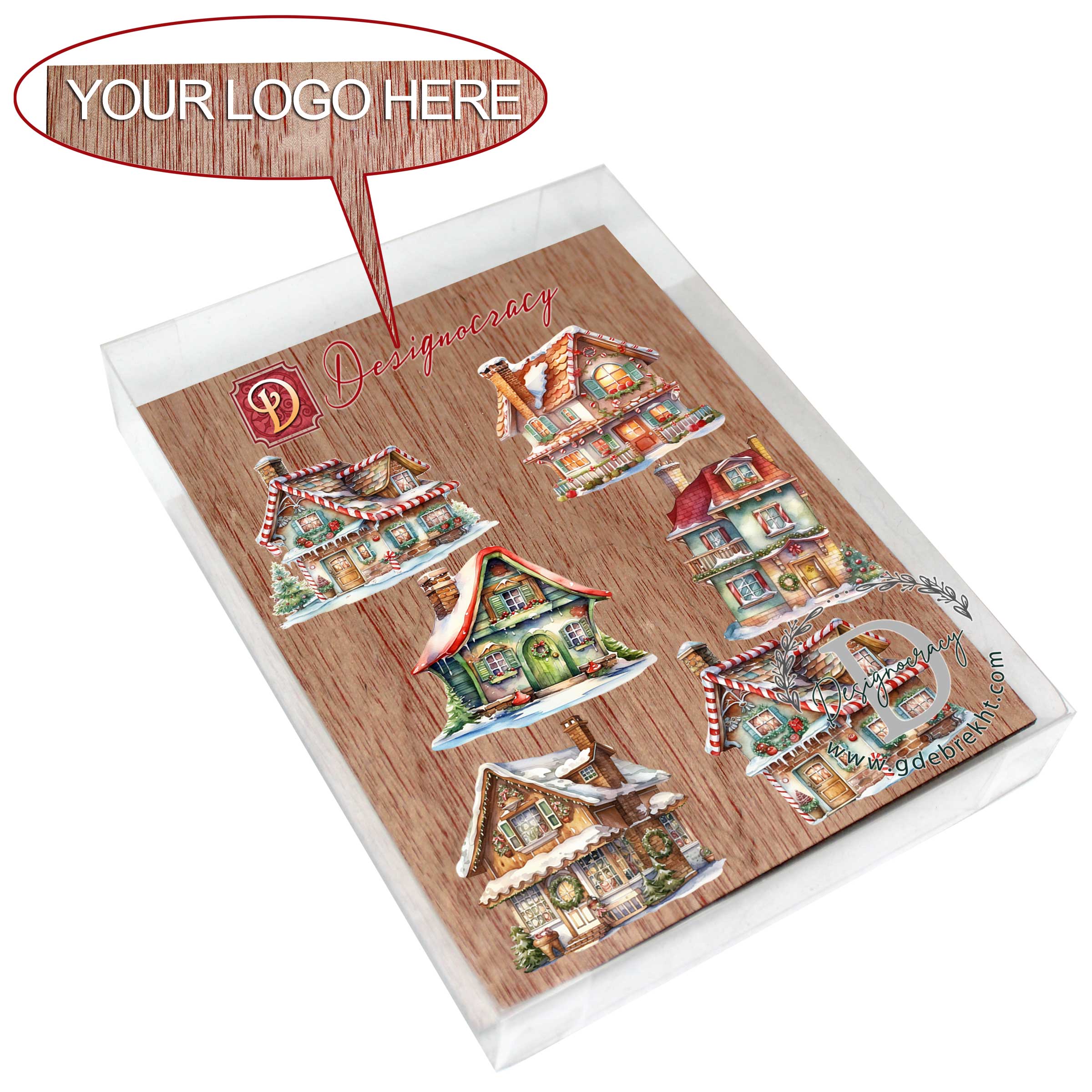 Designocracy - Wholesale Ornament Set - Dream Houses Clip-On Eco Wood Decorative Ornaments Set 67