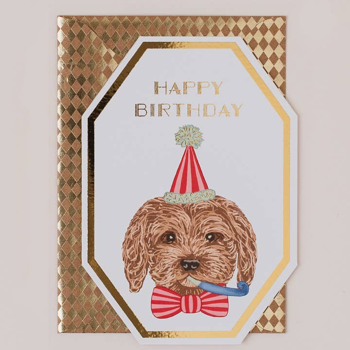 Birthday Card Party Scruffy Dog for wholesale by Apple & Clover
