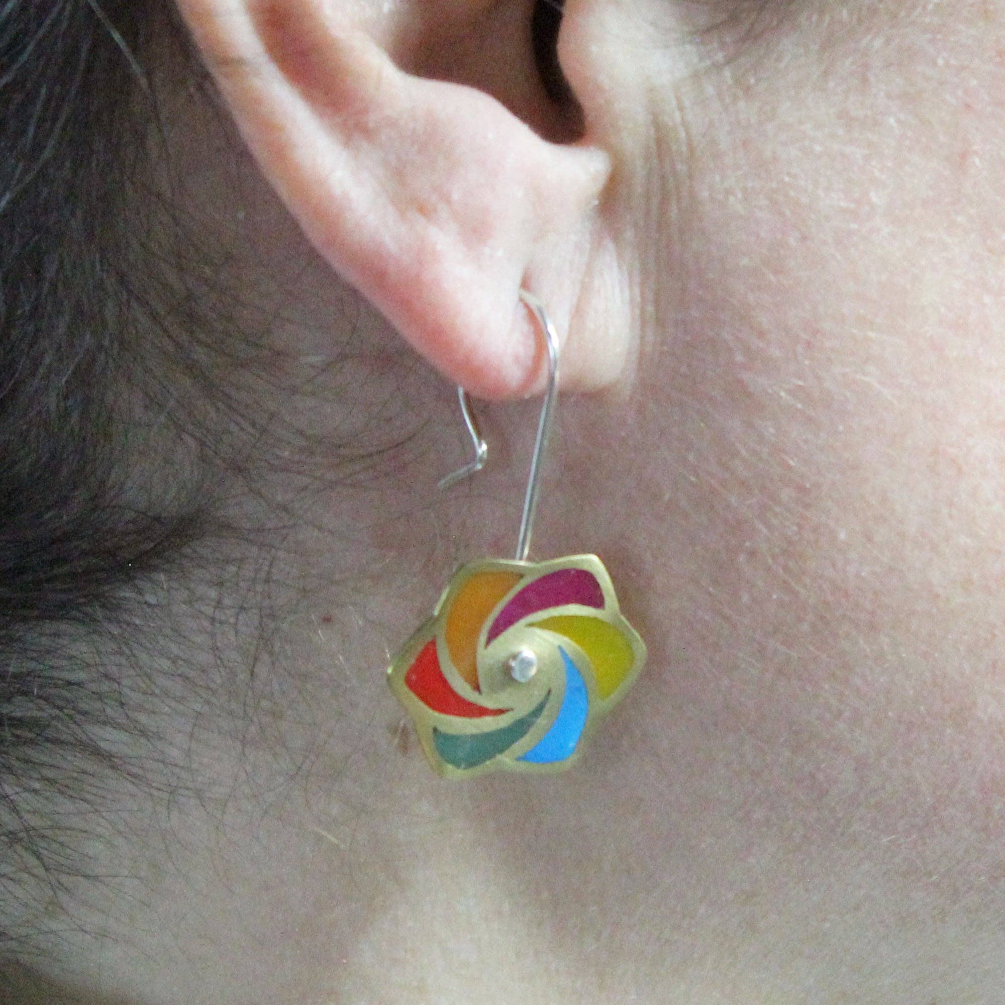 Plataica - Wholesale Dangle Earrings - Multicolor Grinder Earrings in Brass and 925 Silver1