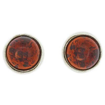Store runde Cherry Amber Stud øreringe med og æske for engroshandel hos Nova Silver