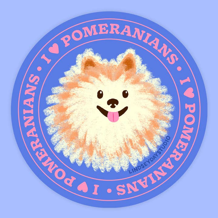Adesivo Cane Pomerania, Adesivo Animale Domestico per la vendita all'ingrosso da parte di Lindsey Day Studio