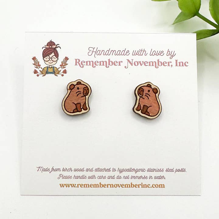 Capybara Earrings, Capybara Studs for wholesale by Remember November, Inc