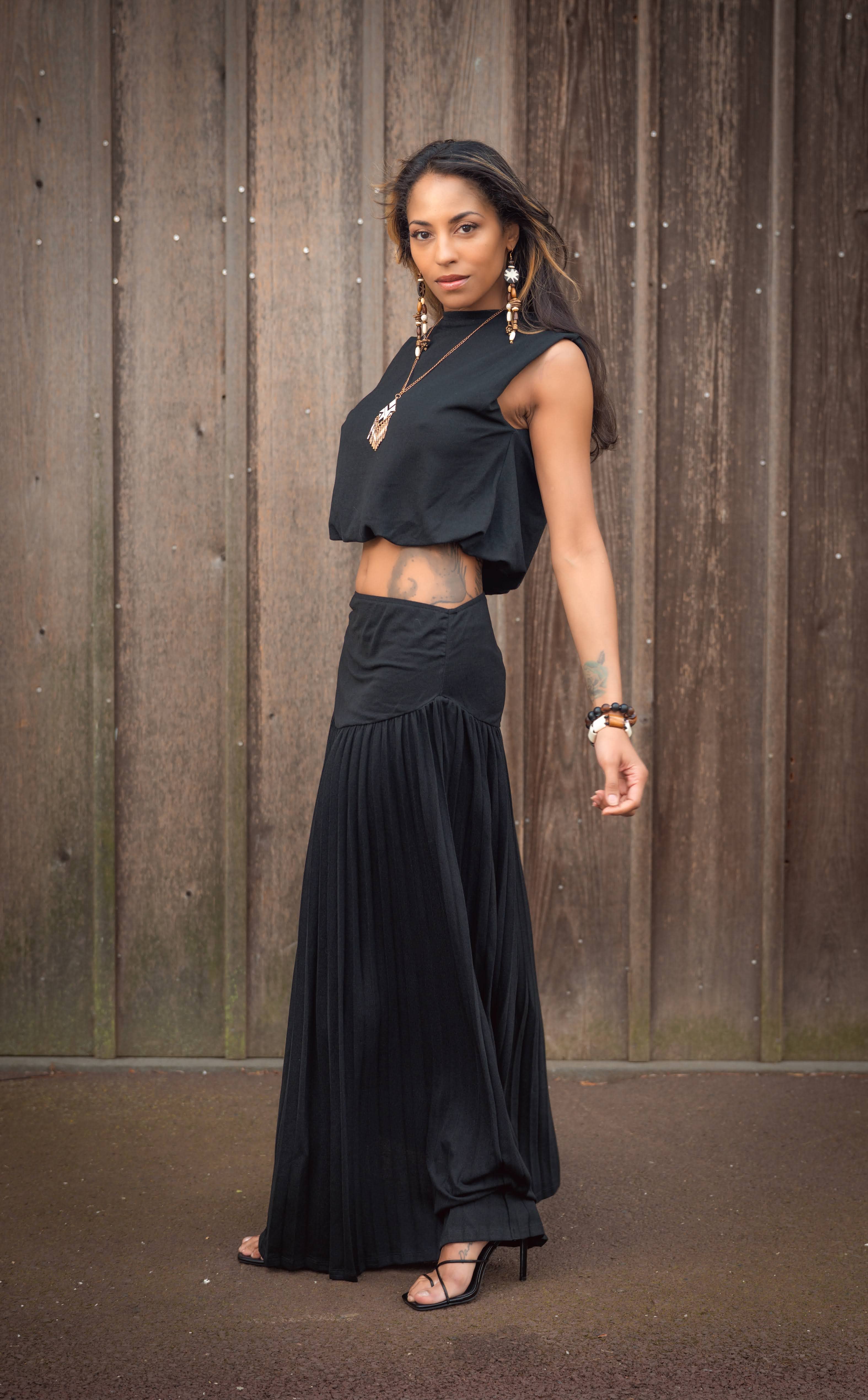 Nina Cheyenne Apparel - Wholesale Top & Skirt Set - Women's - The Zora Skirt Set - Onyx5