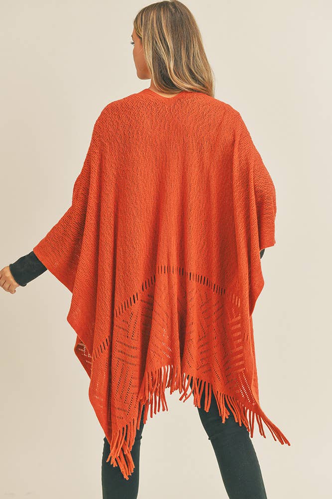 Hana - Wholesale Cardigan - Dames - Visgraat gebreide franje Ruana20