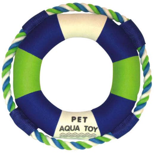 Pet Life 'Life Raver' afrundet knirkende og jute reb flydende hundelegetøj for engroshandel hos Nature Checkout Inc