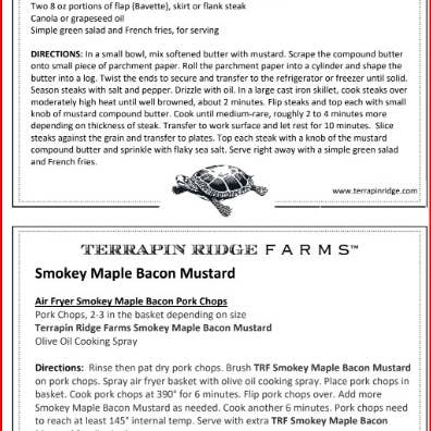 Recipe Card Smokey Maple Bacon Mustard for wholesale by Terrapin Ridge Farms