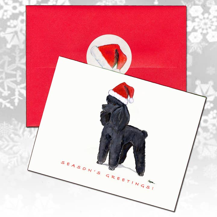 Cartes de Noël caniche Noir pour la vente par Zeppa Studios