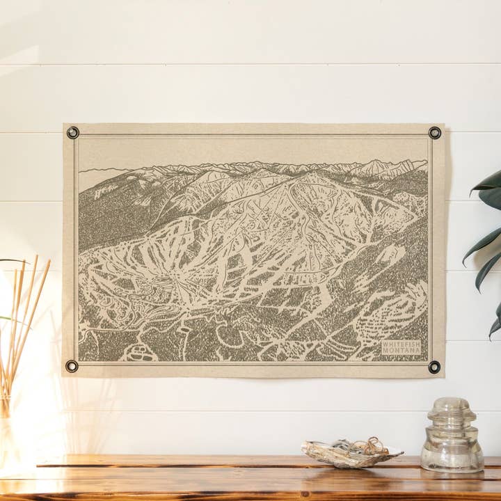 Whitefish, Montana Bergkarte Filzbanner für den Großhandel von Benoit's Design Co.