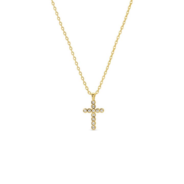 Splendid Iris - Wholesale Pendant/Charm Necklace - Delicate Cz Cross Pendant